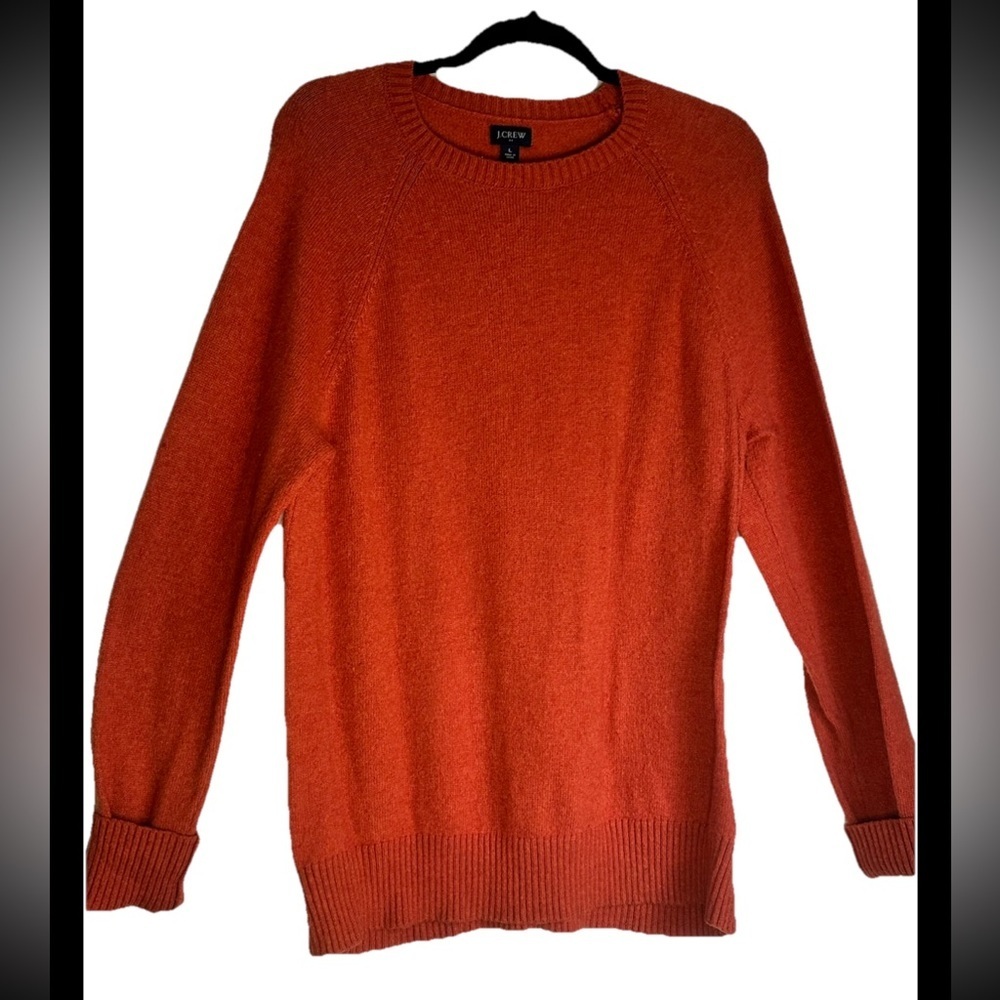 J. Crew Men's Dark Orange Pullover Crewneck Lambswool Sweater Sz L